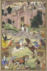 Krishna Kills the Demon Sri Gala (Scene from the Harivamsa). Around 1585-95
