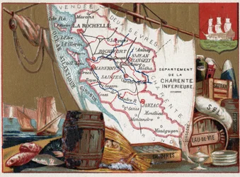 The Charente Inferieure, Poitou Charentes, France. Wine, Brandy, Sardines, Salt, Saffron, Dry Fish, c.1920