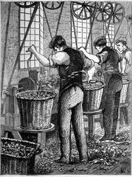 Large English industries: Walter Evans cotton spinning in England in 1863. Manufacture of coils