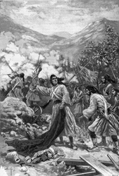 Laskarina Bouboulina, heroine of the Greek War of Independence - Representation of the heroine of Greek independence Bubulina (Bouboulina) Laskarina (1771-1825), engraving of 1897 in «Journal des voyages»