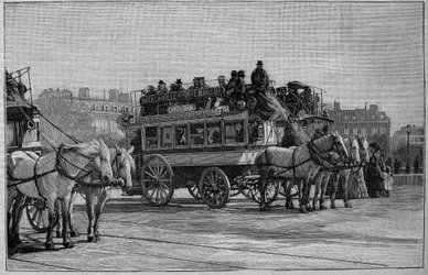 Paris Omnibuses in the 19th Century: the modern omnibus - engraving from 1892