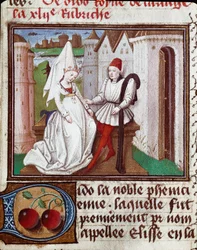 The loves of Dido, founder of Carthage and Aeneas. Miniature from 