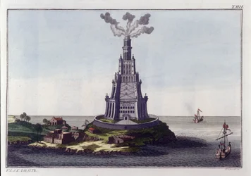 Lighthouse of Alexandria. Engraving from the beginning of the 19th century