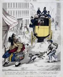 Man missing the Omnibus. Cartoon made around 1840