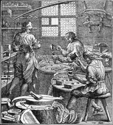 Manufacture of sewing in the 18th century.