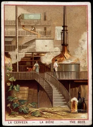 Manufacture of the beer in the 19th century: Brewery - Chromolithography sd. 19th century
