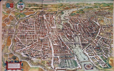 Map of Paris with View of the Islands and Suburbs