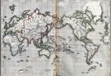 Map of the world, Italy, mid 19th century