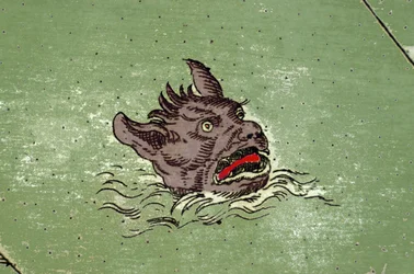 Marine monster with the head of a demon. (detail)