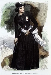 Marquise de La Rochejaquelein (1772 - 1857) (on the Chest the Insignia of the Vendéens) - Engraving of the 19th Century