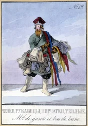 Merchant of gloves and wool stockings in the 19th century