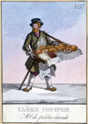Merchant of hot breads in Russia in the 19th century
