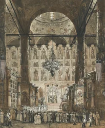 Mass at the Cathedral of the Dormition in the Moscow Kremlin