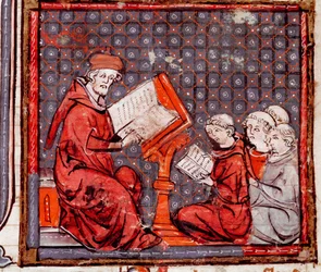 A Class of Philosophy: The Teacher and His Students. Miniature from 