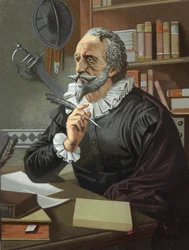 Portrait of Miguel de Cervantes, Spanish writer (1547 - 1616)