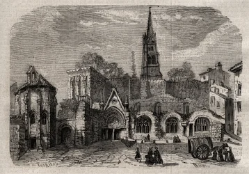 Monolithic church in Saint-Emilion - Church monolith of Saint Emilion in Gironde - engraving in 