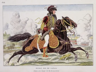 Murat (1767-1815), King of Naples, launches to charge at the head of the cavalry