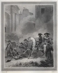 Napoleon Crushing Royalist Rebellion - Napoleon Bonaparte Commanding Revolutionary Troops in Street Fighting on 13 Vendemiaire (5 October)