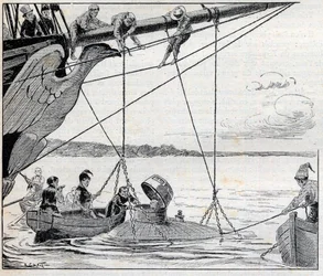 Napoleon escaping from the island of Saint Helene in a submarine - illustration for the novel by Emile Cyprien Driant (1855-1916), “Emperor