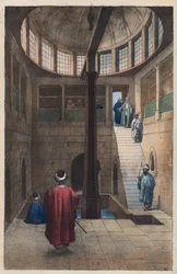 Nilometer (The nilometre - measure of the level of the Nile in Egypt) engraving from Usi e Costumi di Tutti i Popoli dell