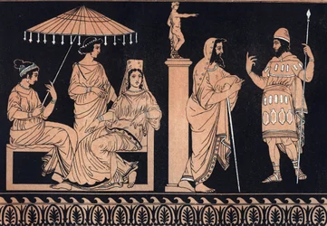 Odyssey by Homer - Ulysses at the Court of Alcinous - engraving from 