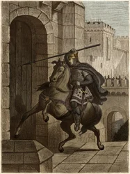 Otto II, Holy Roman Emperor before Paris - Otto II of the Holy Empire, known as the Roux (955-983) irritates not being able to enter Paris (Paris headquarters, 978), walks under the walls of the city to plant his spear in the door