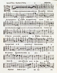 Page of Musical Score of Confitebor Tibi Domine Psalm Dedicated to Palestrina by Costanzo Porta