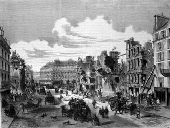 Paris, demolition rue de la Paix for the opening of the rue de Reaumur. 1868. Engraving of the 19th century