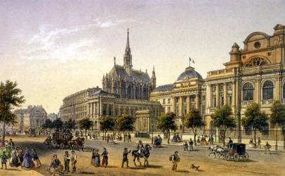Paris: View of the Palais de Justice, Engraving 1st Half 19th Century