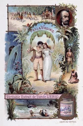 Paul and Virginia. Roman by Henri Bernardin de Saint Pierre, French writer (1737-1814). Illustration by V. Massé - Liébig advertising vignette
