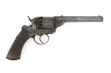 Percussion side-hammer revolver, possibly .38 inch calibre, c.1860s