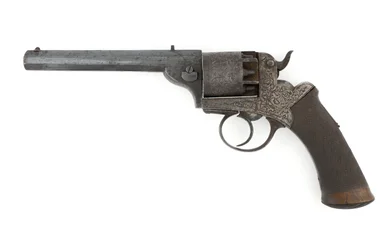 Percussion side-hammer revolver, possibly .38 inch calibre, c.1860s