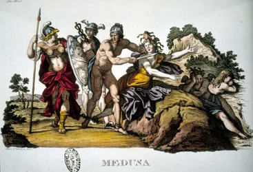 Perseus and the Medusa, one of the three Gorgones - in Dizionario mitologico