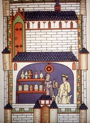 Pharmacy in an abbey in the 13th century - in 