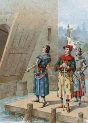 Philip VI of Valois (1293-1350), king of France in front of the castle of Broye on August 26