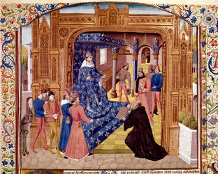 Pierre de Bressuire Offers His Book to John II the Good on the Island of the Cite in Paris