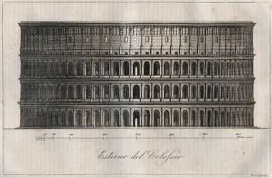 Exterior of the Coliseum in Rome - engraving from 