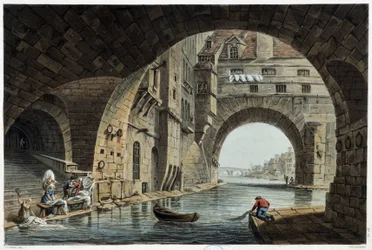 Pont de la Tournelle in Paris seen by J.C.Nattes, Published by W.Miller in London-1806