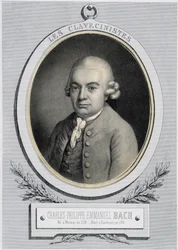 Portrait in medallion of Charles Philippe Emmanuel Bach (1714-1788), son of Johann Sebastian Bach, n.d. 19th century