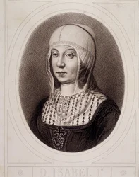 Portrait in Medallion of Isabelle 1st the Catholic or Castile - Engraving