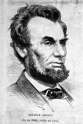 Portrait of American President Abraham Lincoln (1809 - 1865).