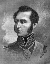 Portrait of Antonio Jose de Sucre - Venezuelan independence leader - engraving