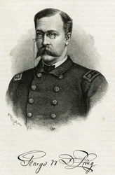 Portrait of Captain Georges Washington De Long (1844-1881) of the crew of La Jeannette, for the mission to North Pole. Engraving to illustrate 