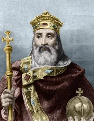 Portrait of Charlemagne (742-814), King of France - in Histoire des Français by Lavallée, engraving, n.d.