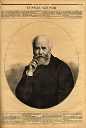Portrait of Charles Gounod (1818-1893), a French composer, reputed for his operas (Faust in 1859, Romeo and Juliette in 1867), he also composed symphonies and numerous melodies for the poems of Alfred de Musset (1810-1857) and Victor Hugo (1802-1885). Engr