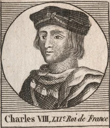 Portrait of Charles VIII (1470-1498) French King of the Valois Dynasty - Charles VIII (1470-98) King of France - engraving from Instruction sur l