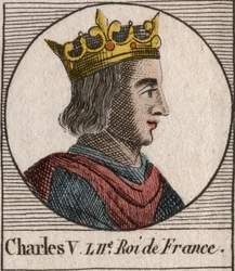 Portrait of Charles V the Sage (1338 - 1380) - engraving from 