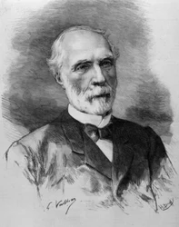 Portrait of Charles de Freycinet (1828 - 1923), President of the Council of Ministers. Engraving of the 19th Century