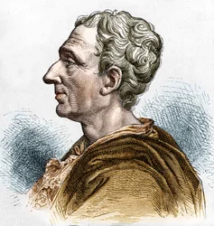 Portrait of Charles de Secondat (1689 - 1755), Baron De La Brède and Montesquieu. Engraving of the 19th century