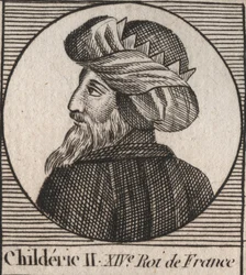 Portrait of Childeric II, King of the Franks from 670 to 673 - engraving from 